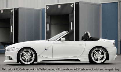BMW Z4 (E85) Rieger Seitenschweller    links, mit Schacht, mit Ausschnitt, ABS, Carbon-Look, 
inkl. Alugitter, Montagezubehör, Gutachten