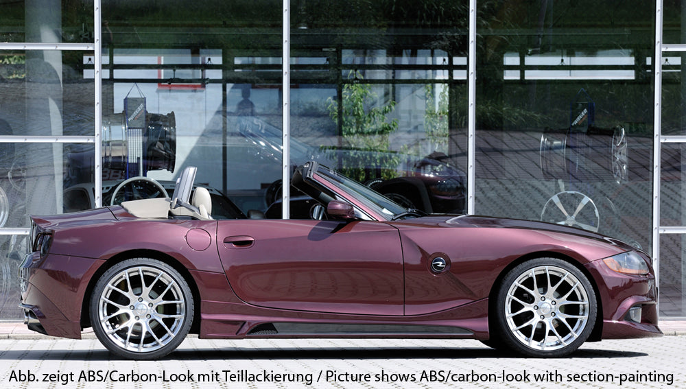 BMW Z4 (E85) Rieger Seitenschweller    rechts, mit Schacht, mit Ausschnitt, ABS, Carbon-Look, 
inkl. Alugitter, Montagezubehör, Gutachten