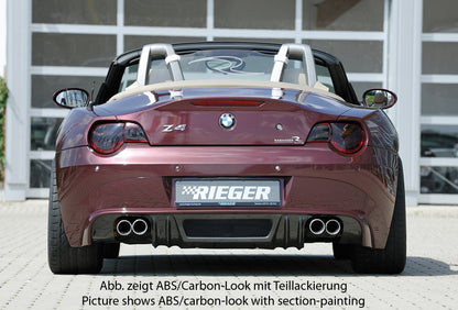BMW Z4 (E85) Rieger Heckansatz    für Doppelendrohr li. u. re., (4x90mm ø), ABS, Carbon-Look, 
inkl. Alugitter, Montagezubehör, Gutachten