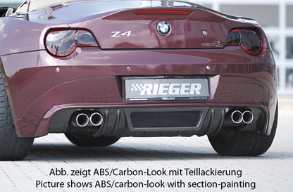 BMW Z4 (E85) Rieger Heckansatz    für Doppelendrohr li. u. re., (4x90mm ø), ABS, Carbon-Look, 
inkl. Alugitter, Montagezubehör, Gutachten