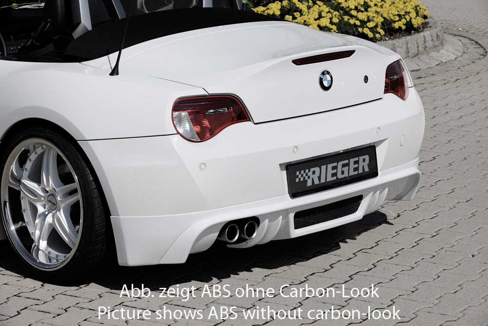 BMW Z4 (E85) Rieger Heckansatz    für orig. Doppelendrohr li, ABS, Carbon-Look, 
inkl. Alugitter, Montagezubehör, Gutachten