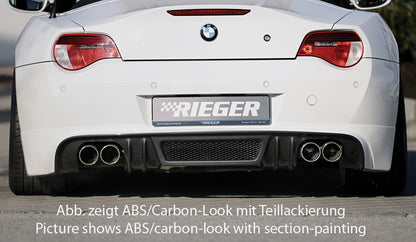BMW Z4 (E85) Rieger Heckansatz    für Doppelendrohr li. u. re., (4x76mm ø), ABS, Carbon-Look, 
inkl. Alugitter, Montagezubehör, Gutachten