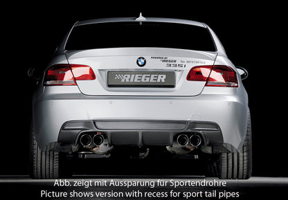 BMW 3er E92 Rieger Heckeinsatz Nur für 335i / 335d für orig. Endrohr li. u. re., ABS, Carbon-Look, für Fzg. mit M-Technik, 
inkl. Montagezubehör, Gutachten
