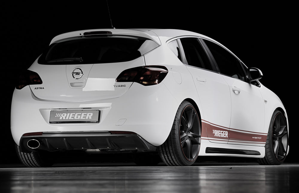 Opel Astra J Rieger Heckeinsatz  für Sportendrohr li., (140x90mm oval), ABS, Carbon-Look, 
inkl. Montagezubehör, Gutachten