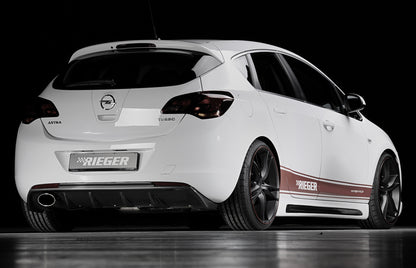 Opel Astra J Rieger Heckeinsatz  für Sportendrohr li., (140x90mm oval), ABS, Carbon-Look, 
inkl. Montagezubehör, Gutachten