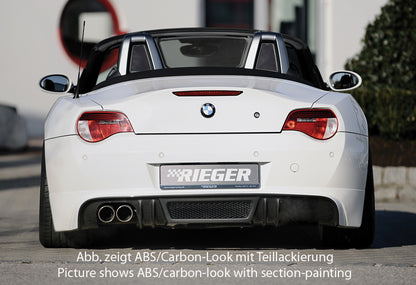 BMW Z4 (E85) Rieger Heckansatz    für Doppelendrohr li., ABS, Carbon-Look, 
inkl. Montagezubehör, Alugitter, Gutachten