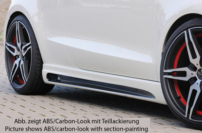 Audi A1 (8X) Rieger Seitenschweller  rechts, mit Schacht, mit Ausschnitt, ABS, Carbon-Look, für Fzg. mit S-Line Exterieur und ohne S-Line Exterieur, 
inkl. Alugitter, Montagezubehör, Gutachten