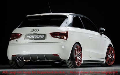 Audi A1 (8X) Rieger Heckeinsatz  für orig. Endrohr li., ABS, Carbon-Look, für Fzg. ohne S-Line Exterieur, 
inkl. Montagezubehör, Gutachten