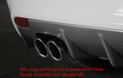 Audi A1 (8X) Rieger Heckeinsatz  für orig. Endrohr li., ABS, Carbon-Look, für Fzg. ohne S-Line Exterieur, 
inkl. Montagezubehör, Gutachten