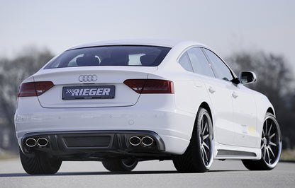 Audi A5 (B8/B81) Rieger Seitenschweller  rechts, mit Schacht, mit Ausschnitt, ABS, Carbon-Look, für Fzg. mit S-Line Exterieur und ohne S-Line Exterieur, 
inkl. Alugitter, Montagezubehör, Gutachten