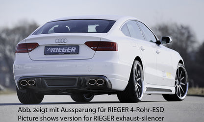 Audi A5 (B8/B81) Rieger Heckschürzenansatz  für orig. Endrohr li. u. re., ABS, Carbon-Look, für Fzg. ohne S-Line Exterieur, 
inkl. Alugitter, Montagezubehör, Gutachten