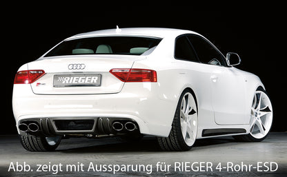 Audi A5 (B8/B81) Rieger Heckschürzenansatz  für orig. Endrohr li. u. re., ABS, Carbon-Look, für Fzg. mit S-Line Exterieur, 
inkl. Alugitter, Montagezubehör, Gutachten