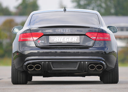 Audi A5 (B8/B81) Rieger Heckeinsatz  für Doppelendrohr li. u. re., (4x115x85mm oval), ABS, Carbon-Look, für Fzg. mit S-Line Exterieur, 
inkl. Alugitter, Montagezubehör, Gutachten