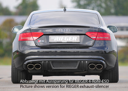 Audi A5 (B8/B81) Rieger Heckeinsatz  für orig. Doppelendrohr li u. re, ABS, Carbon-Look, für Fzg. mit S-Line Exterieur, 
inkl. Alugitter, Montagezubehör, Gutachten