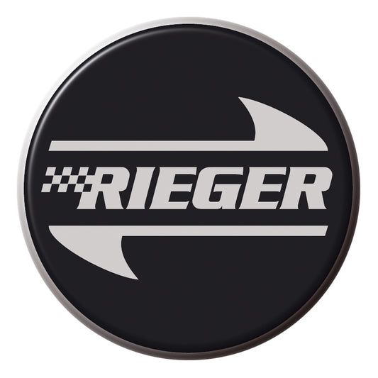 Rieger 3D-Emblem schwarz/chrom, rund, klein 5cm, z. B. für Nabendeckel