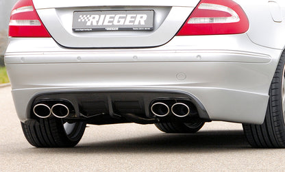 Mercedes CLK (W209) Fox ESD Ausgang li./re., Anschluss Ø70mm je 2x115x85mm Typ 32, Mercedes CLK (W209) Cabrio links, rechts, 4x115x85mm, für RIEGER-Heckansatz, Edelstahl, 
inkl. Gutachten