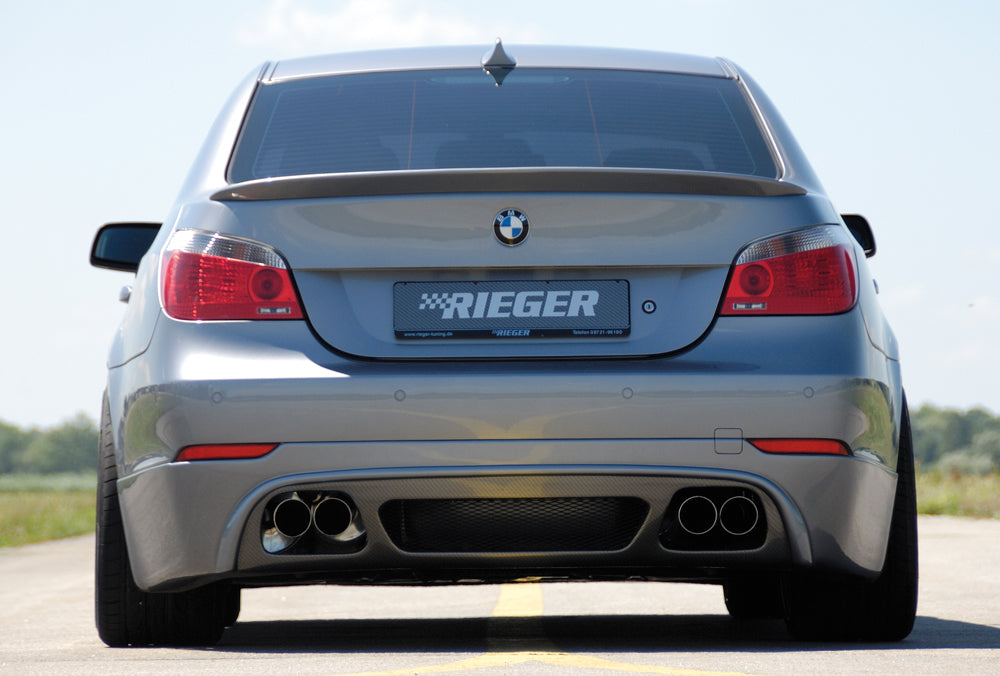 BMW 5er E60 Fox ESD li/re 2x76mm Typ 10 BMW E60/E61 520d 110/ /120/130kW  525d 120/130kW  530d 155/160/170/173kW links, rechts, 4x76mm, seitl. versetzt, mit Prägung, für RIEGER-Heckansatz, Edelstahl, 
inkl. Montagezubehör, Gutachten