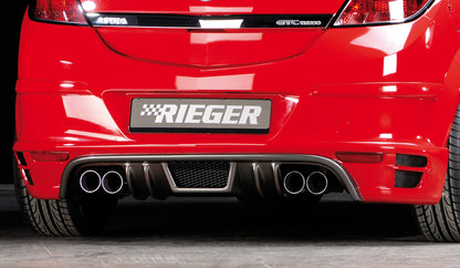 Opel Astra H Rieger Halbanlage ab Kat, für RIEGER-Heckansatz 1.6l Turbo 132 kW, 2.0l Turbo 125 kW / 147 kW für RIEGER-Heckansatz, rechts, links, 4x76mm, Edelstahl, 
inkl. Gutachten