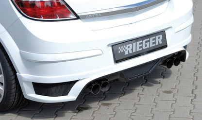Opel Astra H Rieger Halbanlage ab Kat, für RIEGER-Heckansatz 1.6l Turbo 132 kW, 2.0l Turbo 125 kW / 147 kW für RIEGER-Heckansatz, rechts, links, 4x76mm, Edelstahl, 
inkl. Gutachten