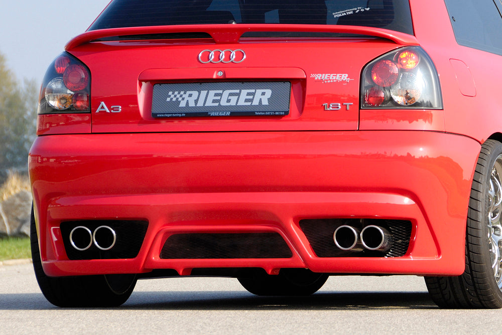 Audi A3 (8L) Rieger ESD, links/rechts, eingerollt Typ 16 Audi A3 (8L) rechts, links, eingerollt, 4x90mm, für RIEGER-Heckansatz, Edelstahl, 
inkl. Gutachten