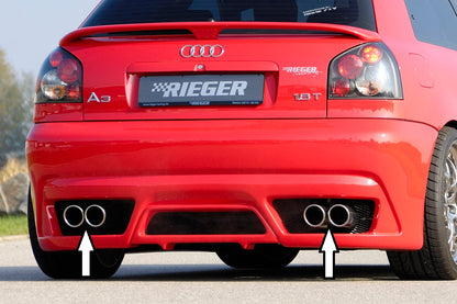 Audi A3 (8L) Rieger ESD, links/rechts, eingerollt Typ 16 Audi A3 (8L) rechts, links, eingerollt, 4x90mm, für RIEGER-Heckansatz, Edelstahl, 
inkl. Gutachten