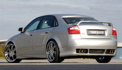 Audi A4 (8E) Typ B6 Rieger ESD, li/re Typ 12, Audi A4 (8E) nur Quattro 1,8T 110/120/140 kW  1,9l TDI 96kW  2,5l TDI 132kW rechts, links, mit Prägung, 4x76mm, für RIEGER-Heckansatz, Edelstahl, 
inkl. Gutachten
