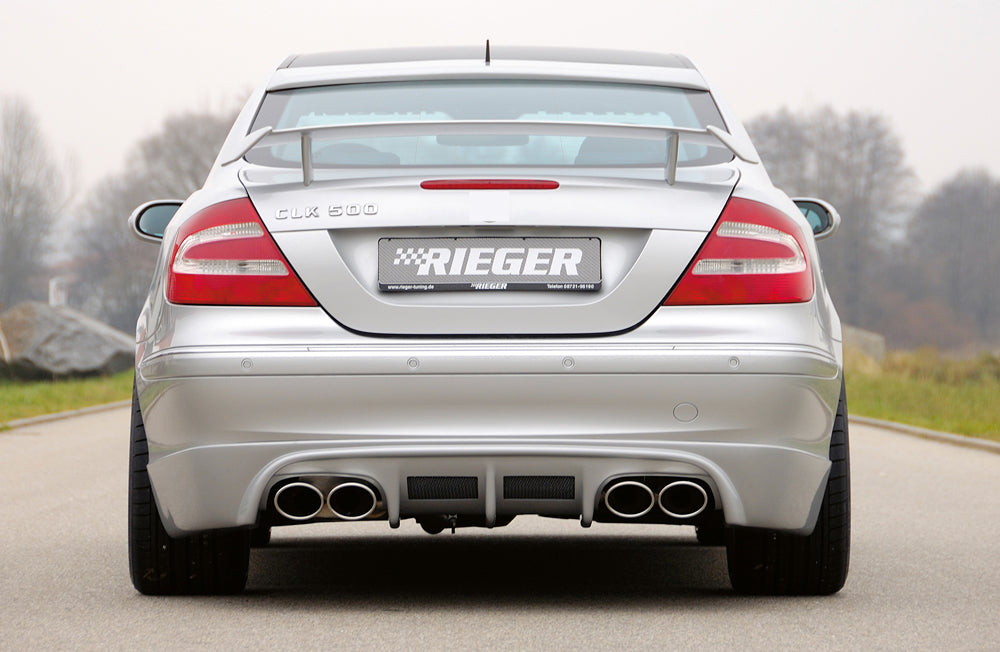 Mercedes CLK (W209) Rieger ESD li/re 4x115x85mm Typ32 CLK (W209) Coupe 1.8l K 120/125kW  2.6l 125kW  3.0l 170kW  3.2l.... links, rechts, 4x115x85mm, für RIEGER-Heckansatz, Edelstahl, 
inkl. Gutachten
