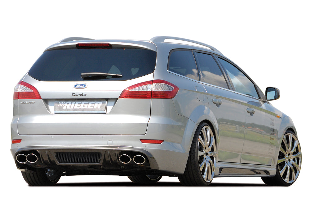 Ford Mondeo (BA7) Rieger ESD, li./re., Ford Mondeo (BA7) Turnier 4 x 115x85mm, Typ 32, rechts, links, mit Prägung, für RIEGER-Heckansatz, 2x115x85mm, Edelstahl, 
inkl. Gutachten