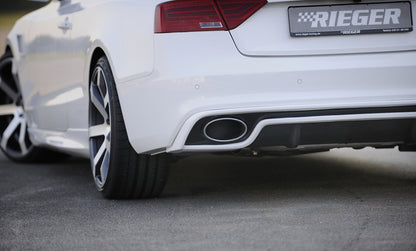 Audi A4 (B8/B81) Rieger ESD Audi A4/A5 (B8) 4Zyl.  ø 66mm Anflutung 1,8l TFSI 130 kW  2,0l TFSI 132/155/165kW  2WD+4WD links, rechts, mit Y-Adapter, für RIEGER-Heckeinsatz RS5-Look, Edelstahl, 
inkl. Montagezubehör, Gutachten