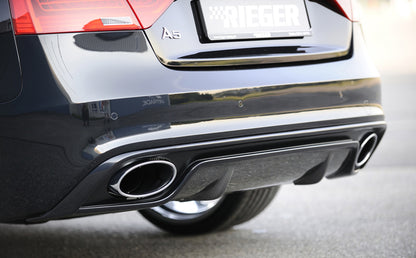 Audi A4 (B8/B81) Rieger ESD Audi A4/A5 (B8) 4Zyl.  ø 66mm Anflutung 1,8l TFSI 130 kW  2,0l TFSI 132/155/165kW  2WD+4WD links, rechts, mit Y-Adapter, für RIEGER-Heckeinsatz RS5-Look, Edelstahl, 
inkl. Montagezubehör, Gutachten