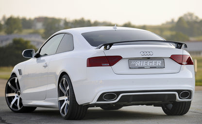 Audi A4 (B8/B81) Rieger ESD Audi A4/A5 (B8) 4Zyl.  ø 66mm Anflutung 1,8l TFSI 130 kW  2,0l TFSI 132/155/165kW  2WD+4WD links, rechts, mit Y-Adapter, für RIEGER-Heckeinsatz RS5-Look, Edelstahl, 
inkl. Montagezubehör, Gutachten