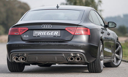 Audi A5 (B8/B81) Rieger ESD links/rechts, Audi A5 (B8) Sportback 2.0 TFSI 132/155 kW 2.7 TDI 140kW  3.0 TDI 176kW 4x115x85mm, für RIEGER-Heckansatz, für RIEGER-Heckeinsatz, links, rechts, Edelstahl, 
inkl. Montagezubehör, Gutachten