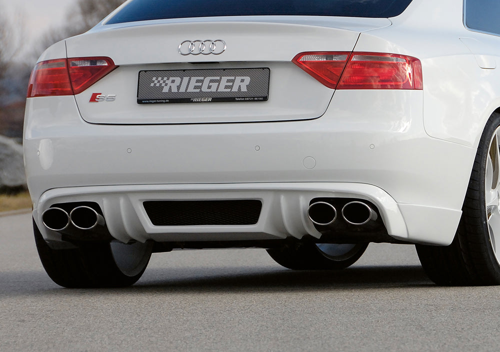 Audi A5 S5 (B8/B81) Rieger ESD links/rechts, Audi S5 (B8) Sportback 3,0l TFSI 245kW (S5 Quattro) 4x115x85mm, für RIEGER-Heckansatz, für RIEGER-Heckeinsatz, links, rechts, Edelstahl, 
inkl. Montagezubehör, Gutachten