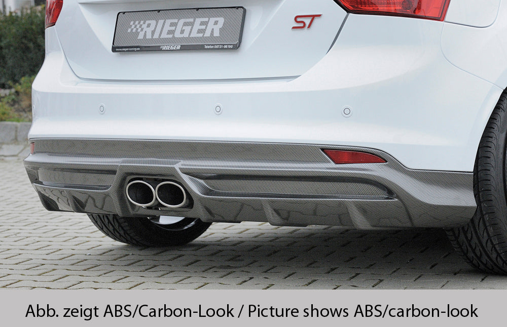 Ford Focus 3 ST Wolf Heckschürzenansatz  W1218641  für orig. Endrohr mittig, für Doppelendrohr mittig, (2x120x90mm oval), ABS, 
inkl. Montagezubehör, Gutachten