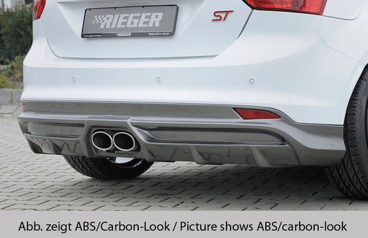 Ford Focus 3 ST Wolf Heckschürzenansatz  W1218641  für orig. Endrohr mittig, für Doppelendrohr mittig, (2x120x90mm oval), ABS, 
inkl. Montagezubehör, Gutachten