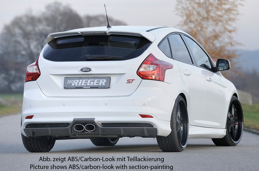 Ford Focus 3 ST Wolf Heckschürzenansatz  W1218645  mit Gittereinsatz li./re., für orig. Endrohr mittig, für Doppelendrohr mittig, (2x120x90mm oval), ABS, 
inkl. Alugitter, Montagezubehör, Gutachten