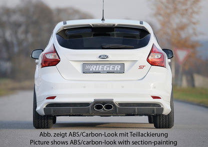 Ford Focus 3 ST Wolf Heckschürzenansatz  W1218645  mit Gittereinsatz li./re., für orig. Endrohr mittig, für Doppelendrohr mittig, (2x120x90mm oval), ABS, 
inkl. Alugitter, Montagezubehör, Gutachten