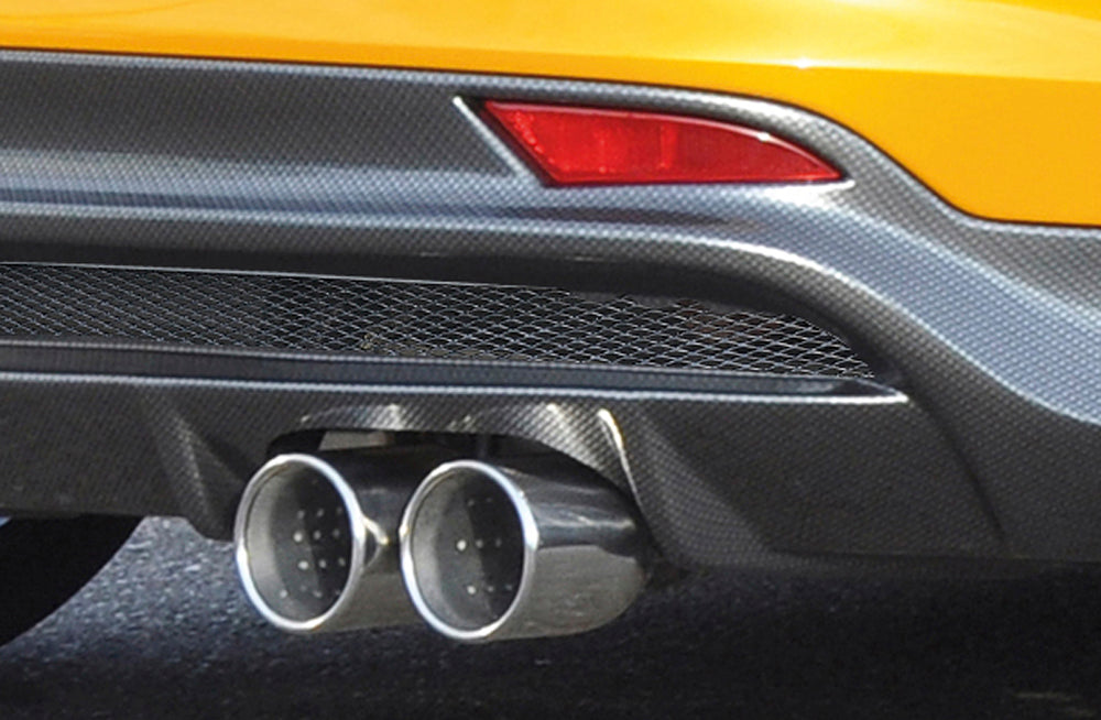 Ford Focus 3 ST Wolf Heckschürzenansatz  W1218646  mit Gittereinsatz li./re., für Doppelendrohr li. u. re., (4x90mm ø), ABS, Carbon-Look, 
inkl. Alugitter, Montagezubehör, Gutachten