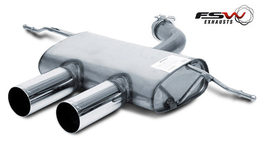 VW Golf 5 FSW ESD VW Golf V / VI, R-Look  2x90mm mittig 1.4l 55/59/66/90/118 kW, 1.6l 75/85 kW,........... mittig, 2x90mm, für RIEGER-Heckansatz, Edelstahl