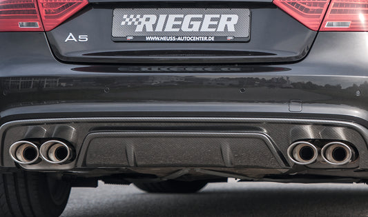 Audi A5 (B8/B81) Rieger ESD, links, rechts, mit Y-Adapter 55mm 4 Zyl. 1,8 TFSI 118/125 KW, 2,0 TDI 105/125/130 KW für RIEGER-Heckeinsatz, 4x115x85mm, links, rechts, Edelstahl, für Fzg. mit S-Line Exterieur und ohne S-Line Exterieur, 
inkl. Gutachten