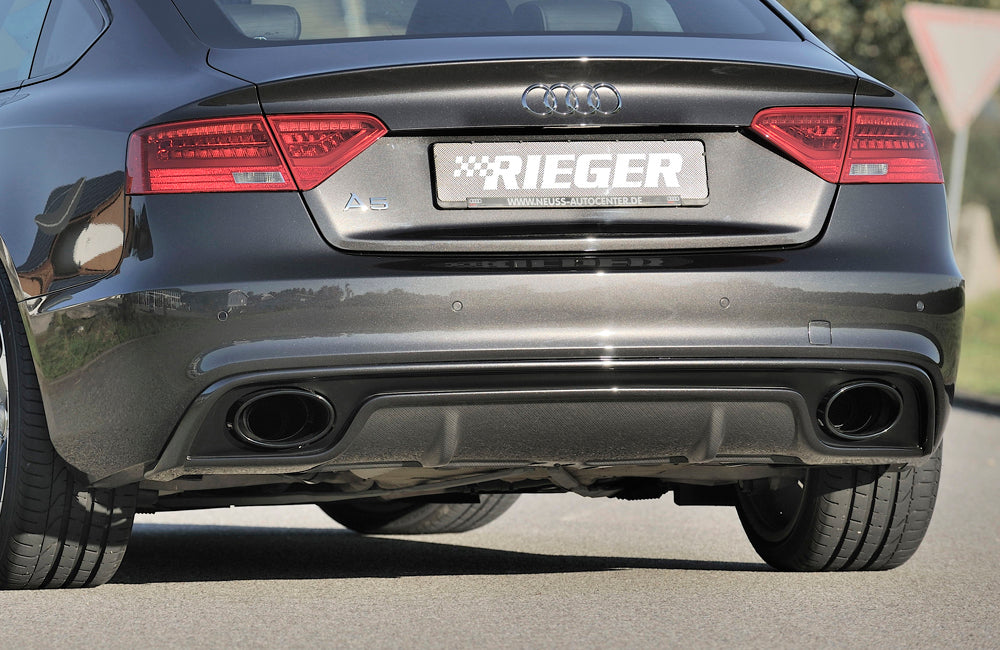 Audi A5 (B8/B81) Rieger ESD links/rechts, Audi A5 (B8) Sportback 2,0l TFSI 132/155kW 2,7l TDI 140kW  3,0l TDI 176kW für RIEGER-Heckeinsatz, links, rechts, Sonderendrohr 115x85 scharfkantig