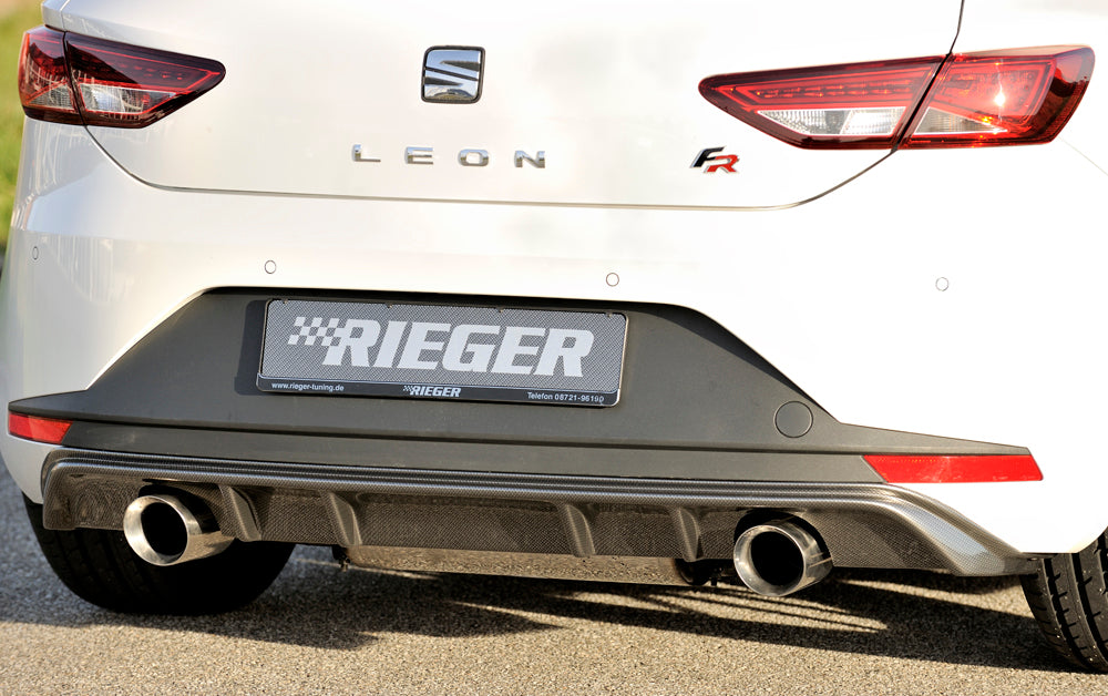 Seat Leon (5F) Friedrich Gruppe A Duplex-Anlage li/re, je 1x100mm 1.2l TSI 63/77/81kW   1.4l TSI 90/92/103/110kW links, rechts, 1x100mm, abgeschrägt, breite Kante (Typ 51), Edelstahl, 
inkl. Montagezubehör, Gutachten