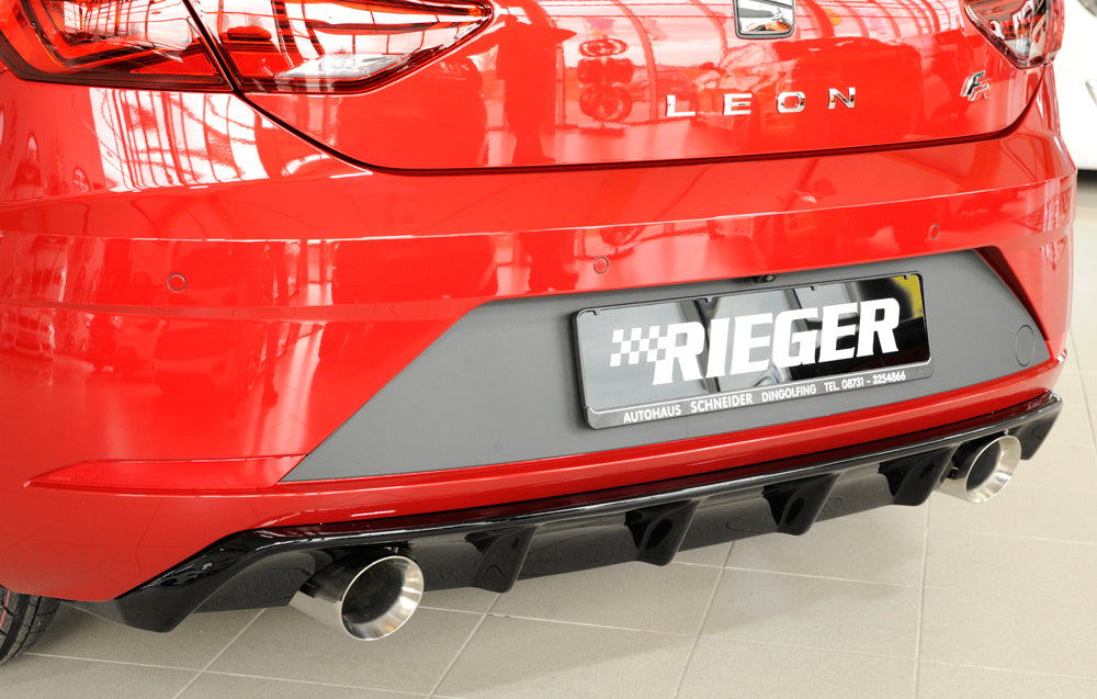 Seat Leon (5F) Friedrich Gruppe A Duplex-Anlage Seat Leon (5F) 1.8l TSI 132kW  2.0l TDI 135kW links, rechts, 1x100mm, abgeschrägt, breite Kante (Typ 51), Edelstahl, 
inkl. Montagezubehör, Gutachten