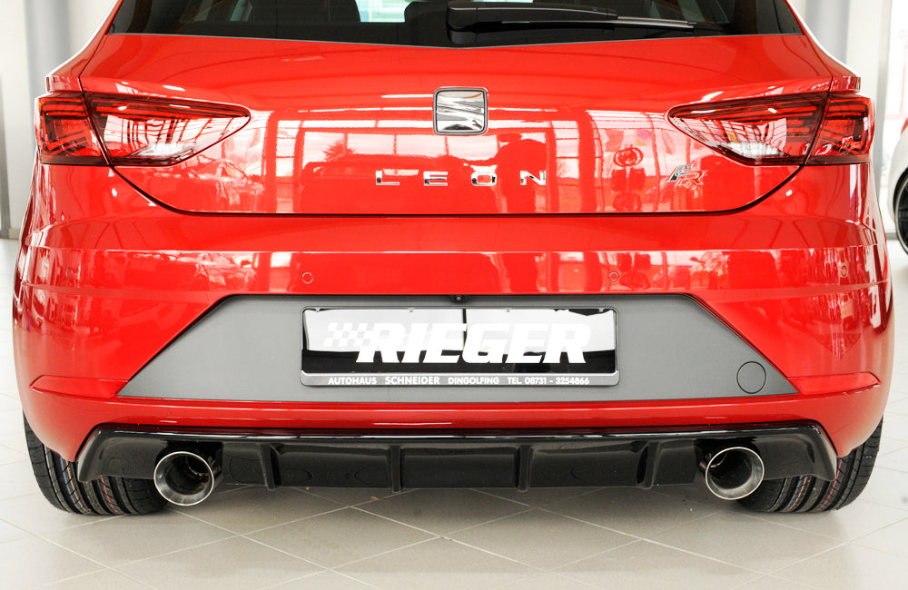 Seat Leon (5F) Friedrich Gruppe A Duplex-Anlage Seat Leon (5F) 1.8l TSI 132kW  2.0l TDI 135kW links, rechts, 1x100mm, abgeschrägt, breite Kante (Typ 51), Edelstahl, 
inkl. Montagezubehör, Gutachten