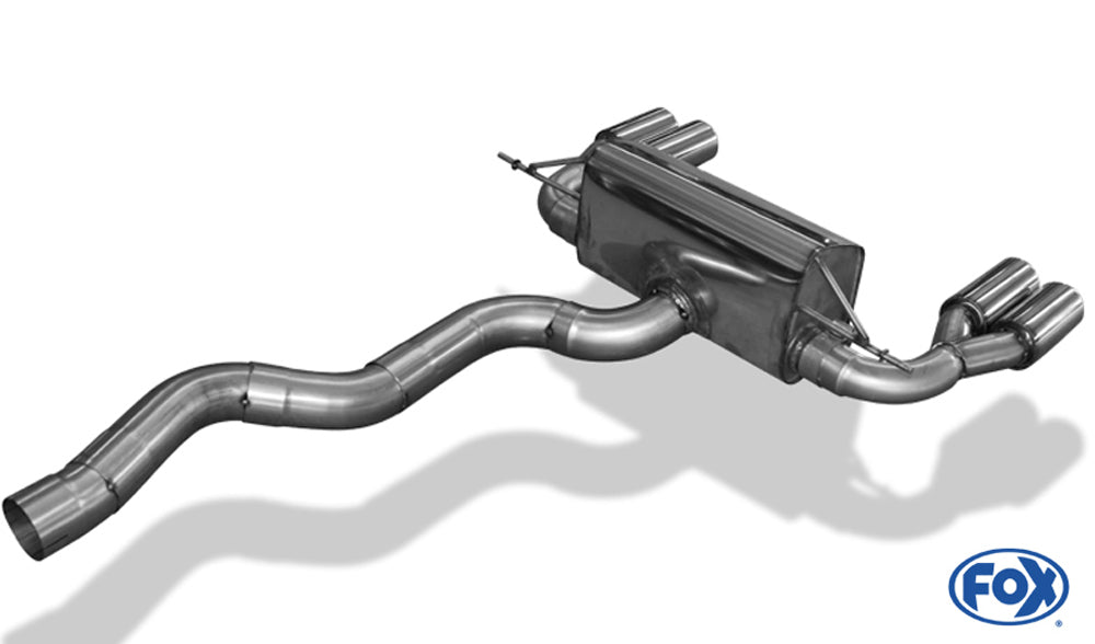 BMW 4er F32  (3C) Rieger ESD BMW 4er F32/F33/F36, nur 435i 225/250kW 4x80mm, rund 15° schräg (Typ 25) mit Typ-B Einsatz links, rechts, 4x80mm, für RIEGER-Heckeinsatz, Edelstahl, für Fzg. mit M-Technik, 
inkl. Montagezubehör, ABE