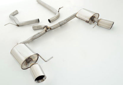 Seat Leon (5F) Friedrich Gruppe A Duplex-Anlage li/re, je 1x100mm Frontantrieb - 2.0l TDI 135kW links, rechts, 1x100mm, abgeschrägt, breite Kante (Typ 51), Edelstahl, 
inkl. Montagezubehör, Gutachten