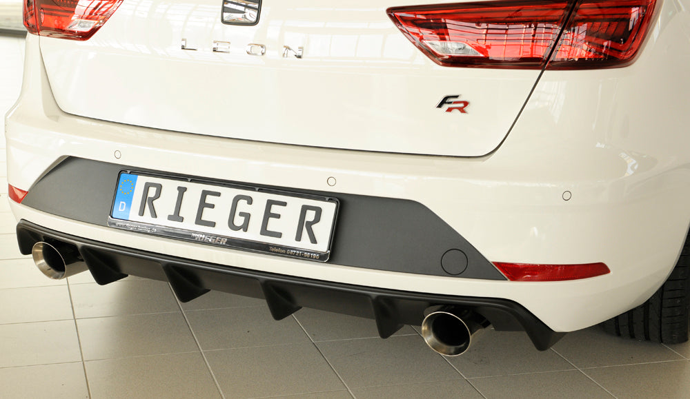 Seat Leon (5F) Friedrich Gruppe A Duplex-Anlage li/re, je 1x100mm Frontantrieb - 2.0l TDI 135kW links, rechts, 1x100mm, abgeschrägt, breite Kante (Typ 51), Edelstahl, 
inkl. Montagezubehör, Gutachten