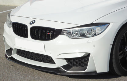 BMW 3er F80 M3 (M3) Carbon Spoilerschwert für BMW M4 F82/F83 u. M3 F80 für orig Frontschürze (ohne M-Performance-Aufsatz) gekantete Version, für orig. Frontschürze, Carbon, 
inkl. Montagezubehör, Gutachten
