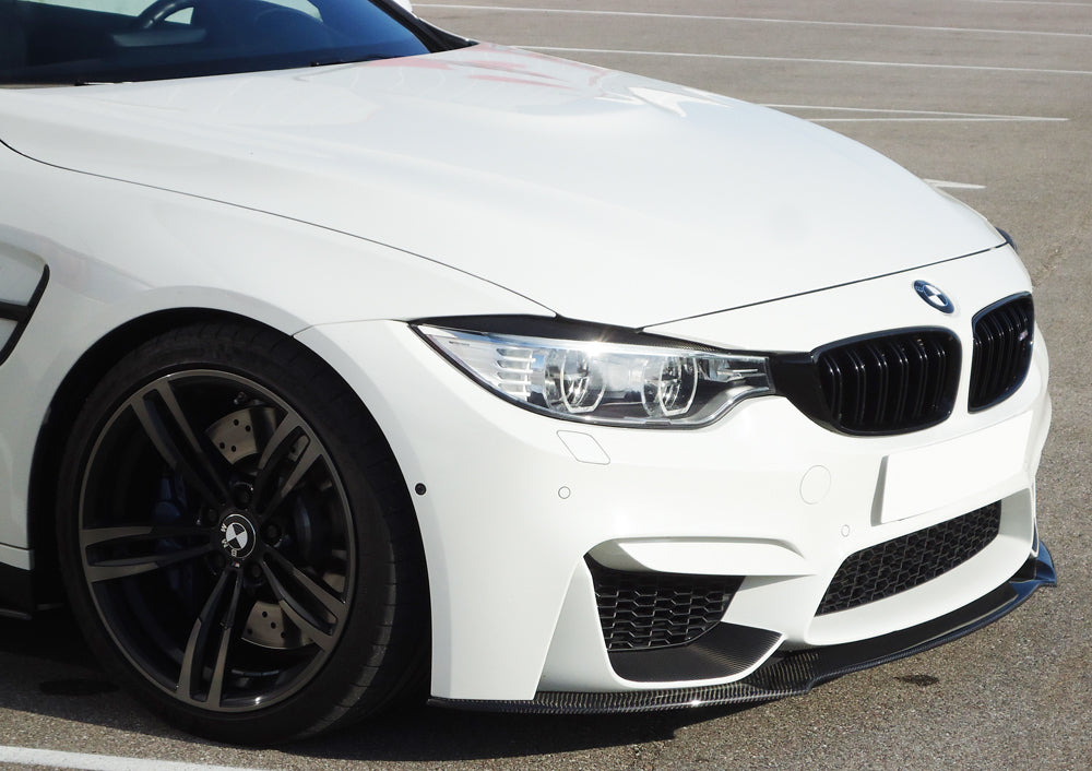 BMW 3er F80 M3 (M3) Carbon Spoilerschwert für BMW M4 F82/F83 u. M3 F80 für orig Frontschürze (ohne M-Performance-Aufsatz) gekantete Version, für orig. Frontschürze, Carbon, 
inkl. Montagezubehör, Gutachten