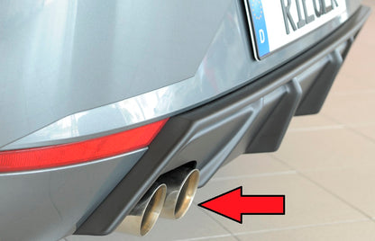 Friedrich Sport-ESD 2x76mm links, Seat Ibiza (KJ) inkl FR, 1.0l TSI 70/85kW mit Endrohrvariante: -89 (links)
Endrohr:  2x 76mm rund, abgeschrägt, in der Länge versetzt,
Für Fzg. mit RIEGER Heckeinsatz.
Edelstahl, (mit EG-Betriebserlaubnis)
.
